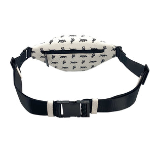 Elusive 2.0 Belt Bag in White & Black (Black Hardware) - Smell Proof Belt Bag