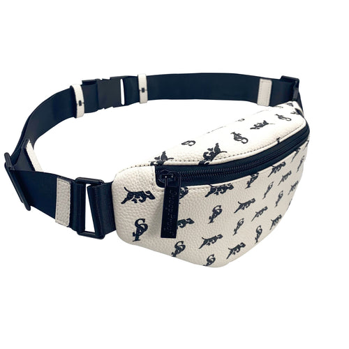 Elusive 2.0 Belt Bag in White & Black (Black Hardware) - Smell Proof Belt Bag