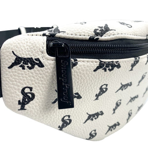 Elusive 2.0 Belt Bag in White & Black (Black Hardware) - Smell Proof Belt Bag