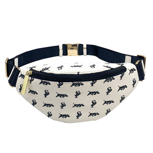 Elusive 2.0 Belt Bag in White & Black (Gold Hardware) - Smell Proof Belt Bag