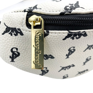Elusive 2.0 Belt Bag in White & Black (Gold Hardware) - Smell Proof Belt Bag
