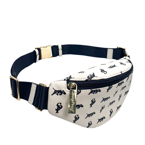 Elusive 2.0 Belt Bag in White & Black (Gold Hardware) - Smell Proof Belt Bag