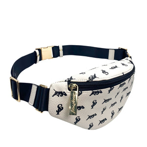 Elusive 2.0 Belt Bag in White & Black (Gold Hardware) - Smell Proof Belt Bag