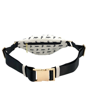 Elusive 2.0 Belt Bag in White & Black (Gold Hardware) - Smell Proof Belt Bag