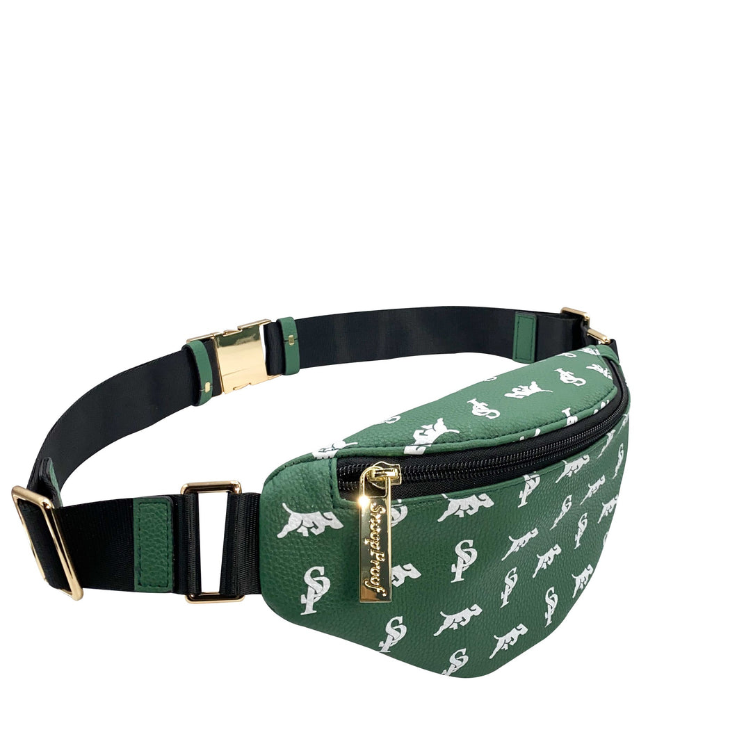 Elusive 2.0 Belt Bag in Green & White - Smell Proof Belt Bag