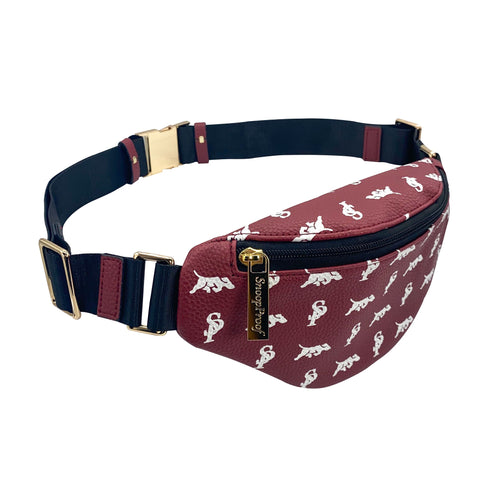 Elusive 2.0 Belt Bag in Maroon & White - Smell Proof Belt Bag