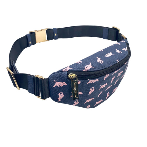 Elusive 2.0 Belt Bag in Navy Blue & Pink - Smell Proof Belt Bag