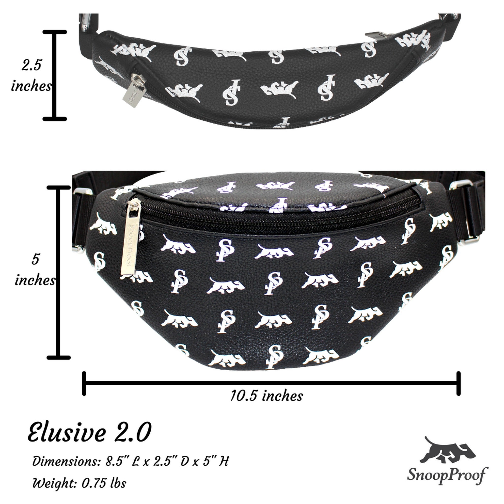 Elusive 2.0 in Black & White - Smell Proof Belt Bag-Fanny Pack-Snoopproofbags