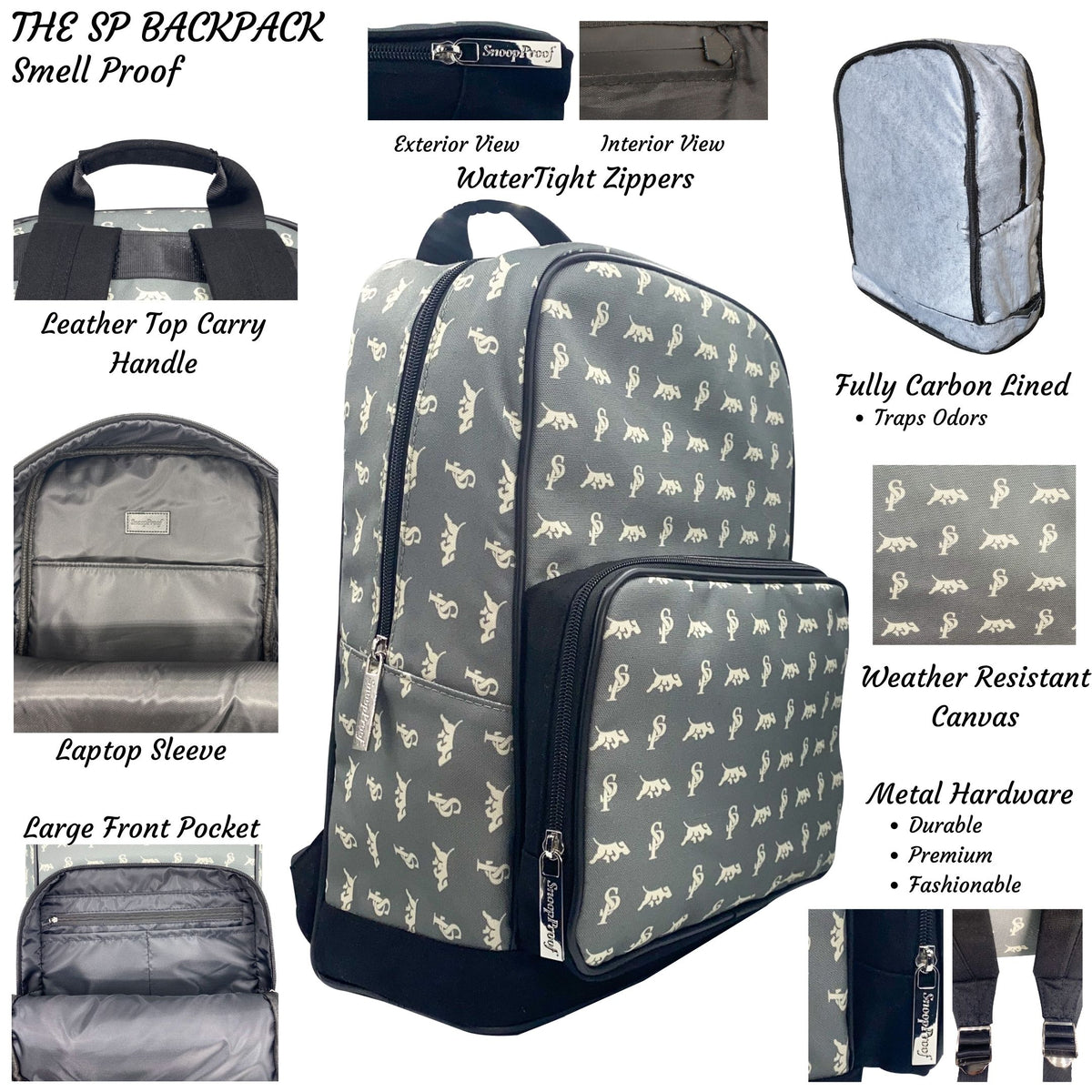 The SP BackPack in Grey & White Snoop Proof
