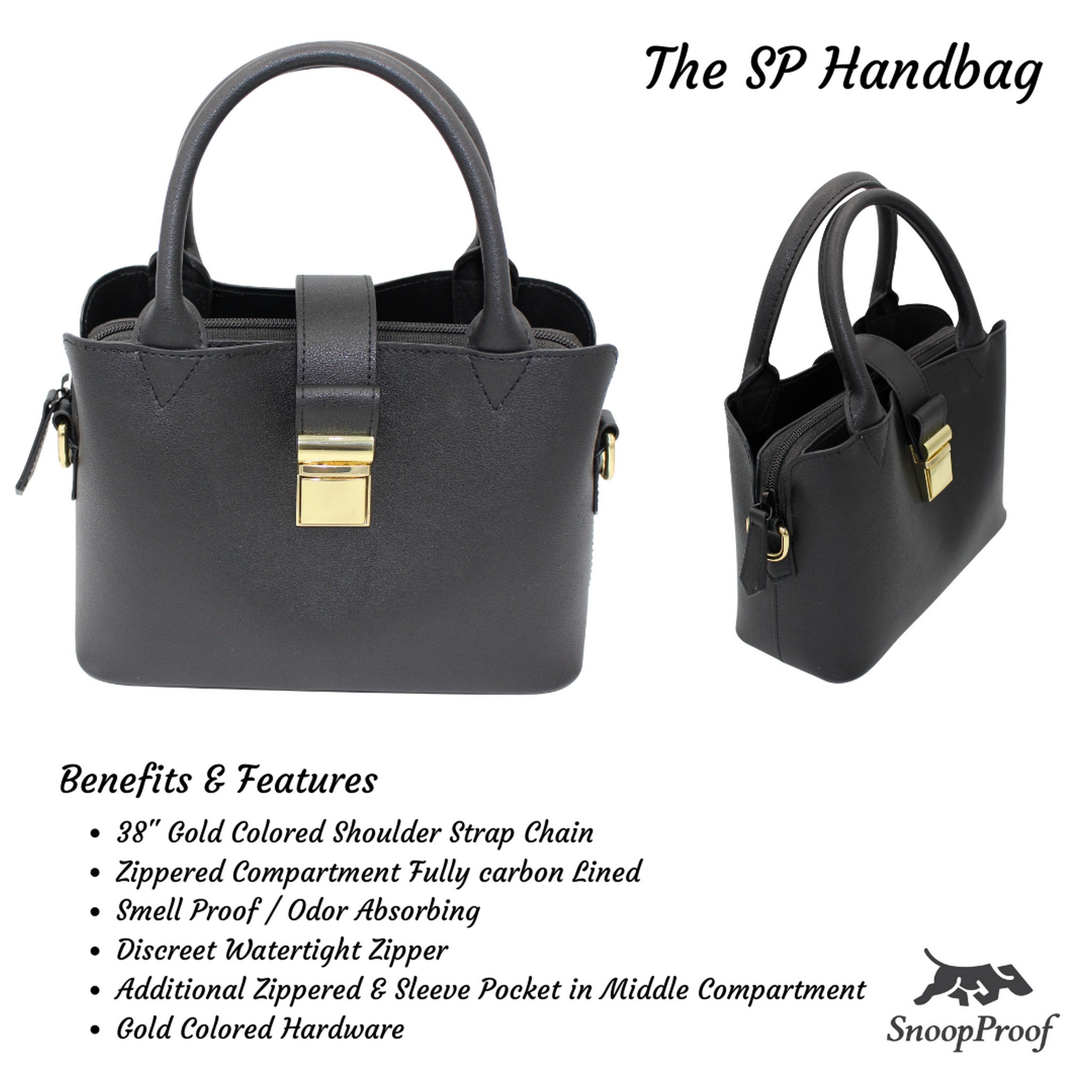 The SP Handbag in Black - Smell Proof Handbag-women's handbag-Snoopproofbags