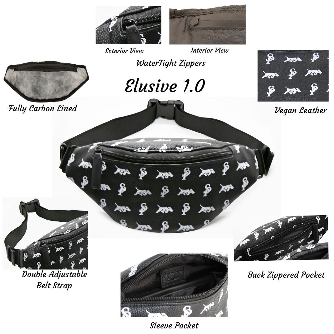 Elusive 1.0 in  Black & White - Smell Proof Belt Bag